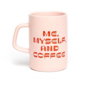 Me Myself and Coffee pink and red coffee tea mug cup